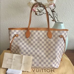 Louis Vuitton Neverfull MM Damier Azur w/ receipt